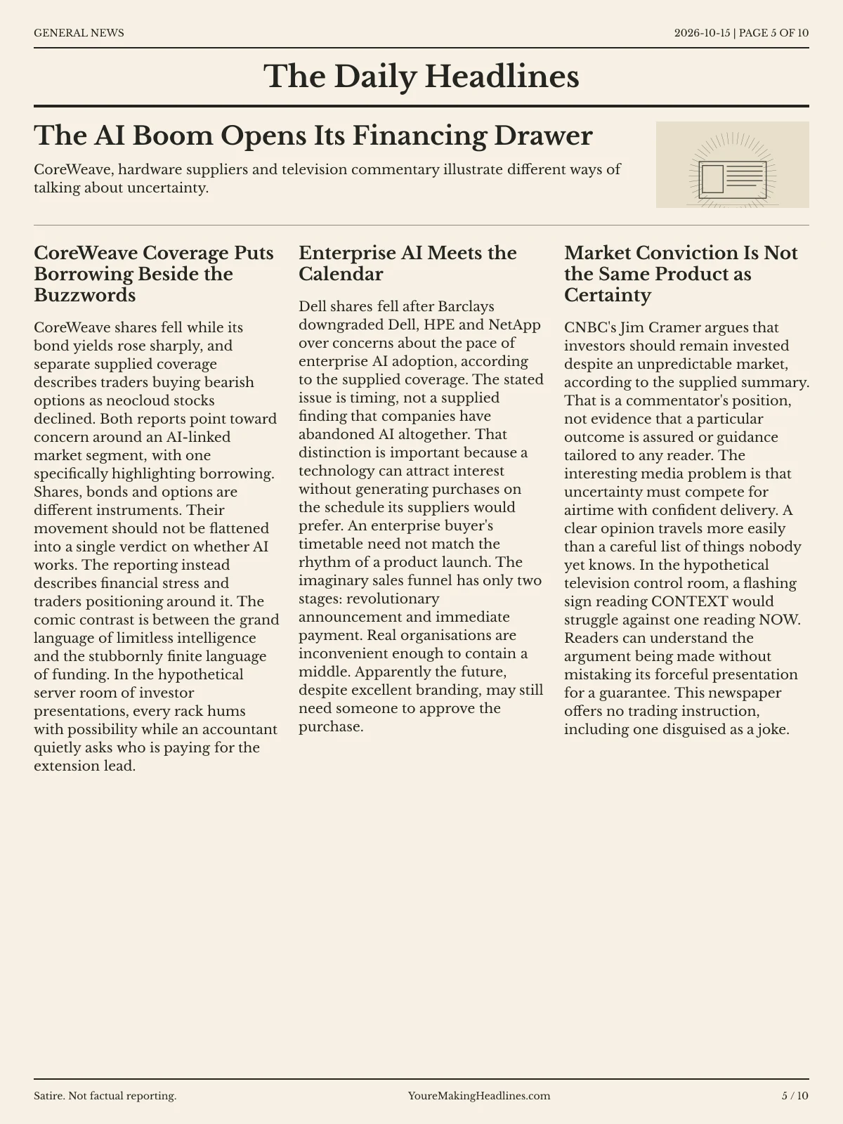 General News newspaper, page 5: The AI Boom Opens Its Financing Drawer