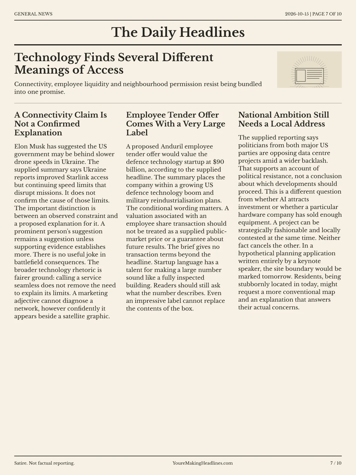 General News newspaper, page 7: Technology Finds Several Different Meanings of Access