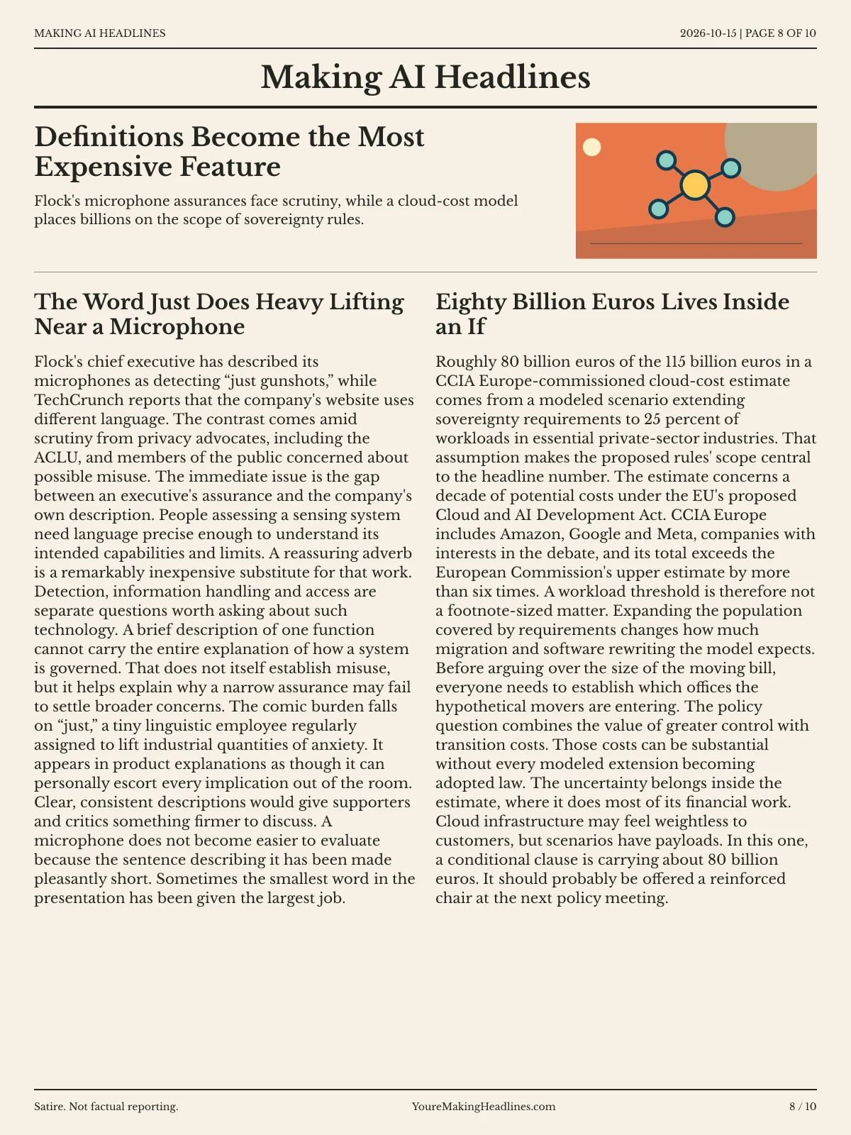 Making AI Headlines newspaper, page 8: Definitions Become the Most Expensive Feature